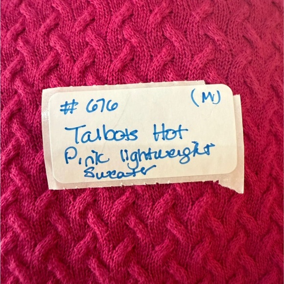 Talbots Hot Pink V-Neck Sweater, Medium - Picture 2 of 6